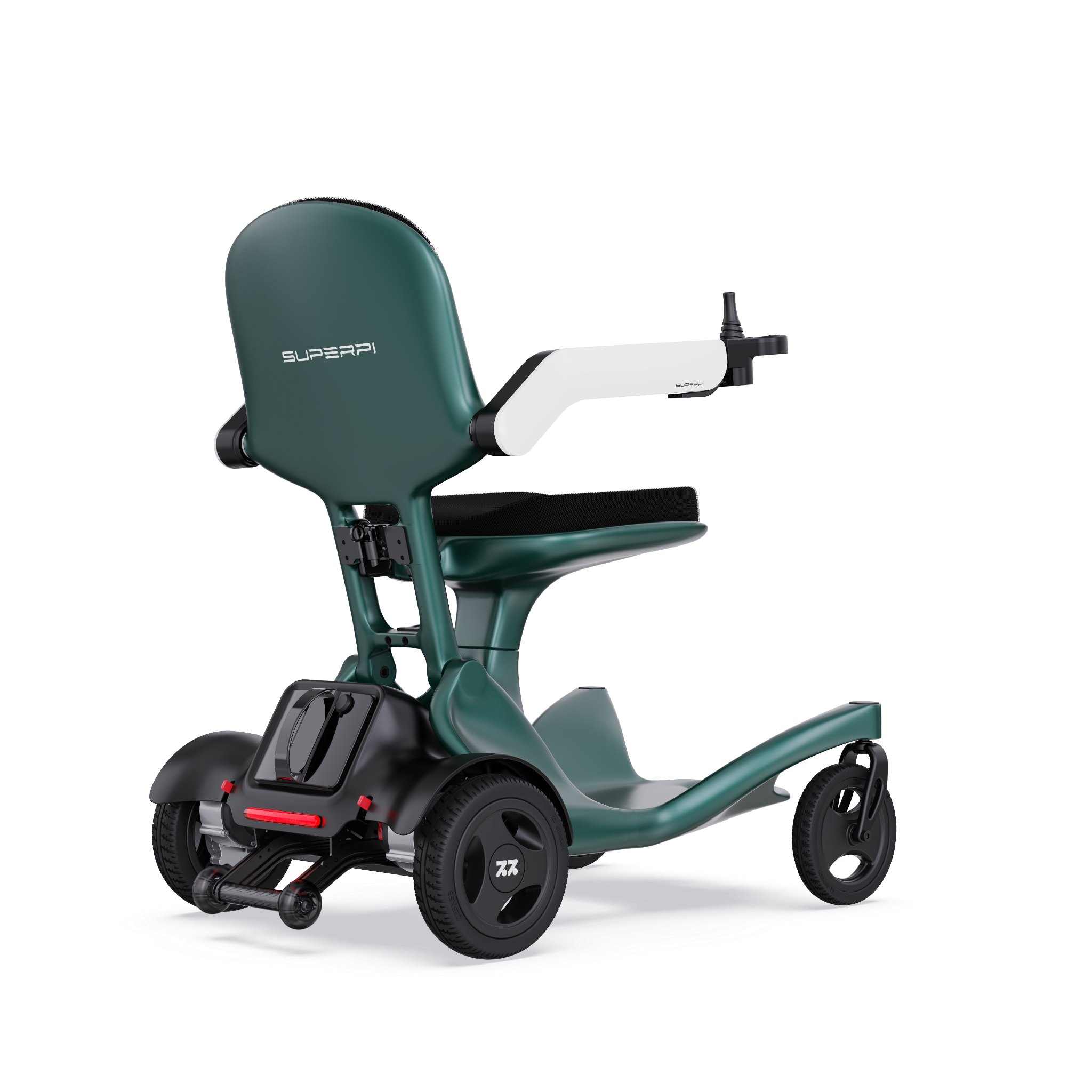 Grüner faltbarer Elektrorollstuhl ultraleicht