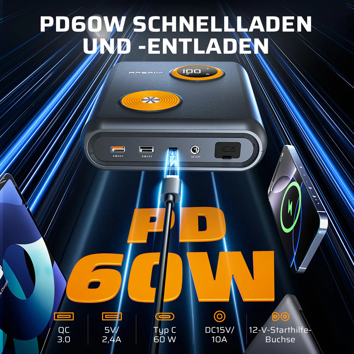 AFERIY GK03 Starthilfe Powerbank | 2000A 12V | Na-Ionen-Batterie