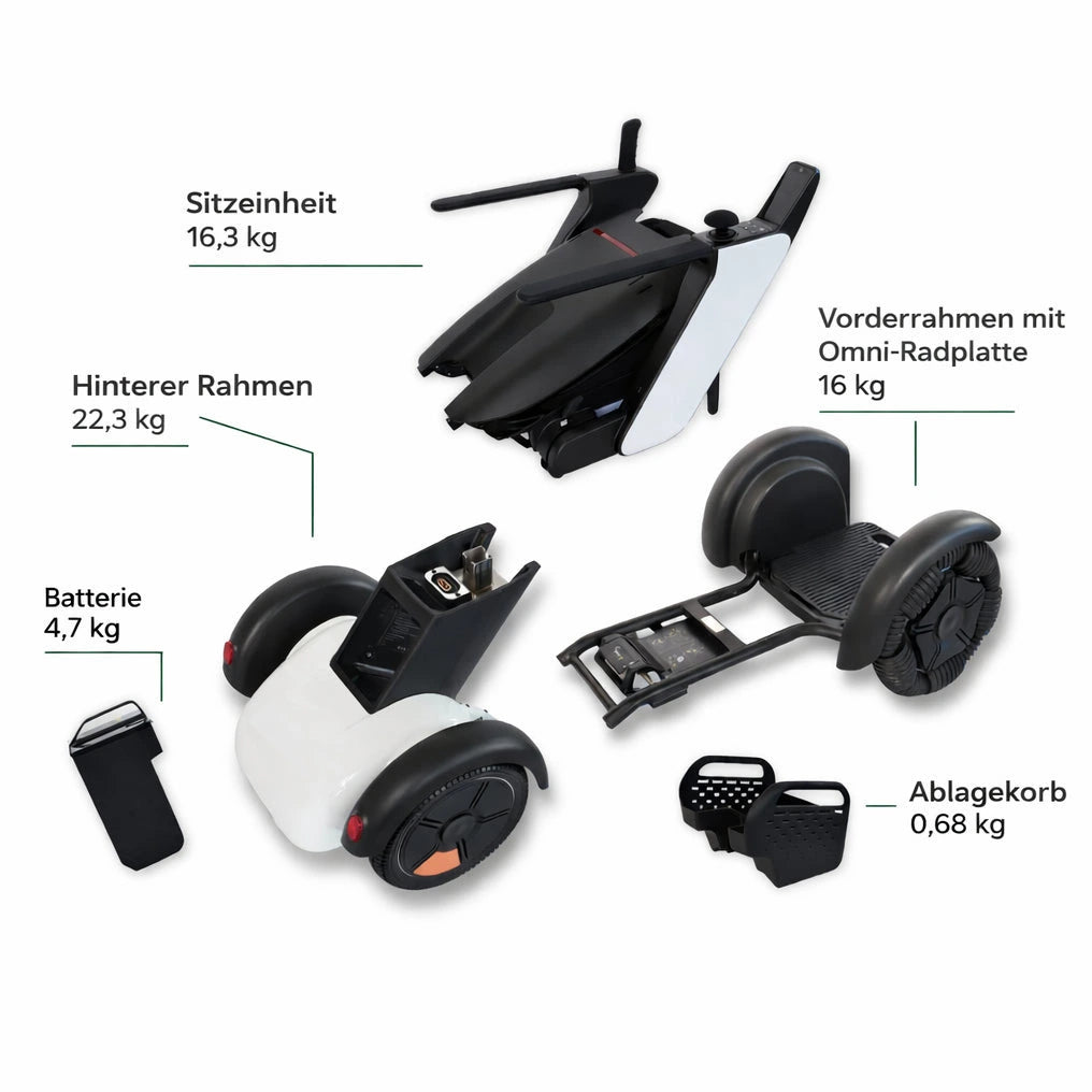 SCIFTO S300 Plus Elektrorollstuhl 64 cm Sitzbreite – 30 km Reichweite, zerlegbar