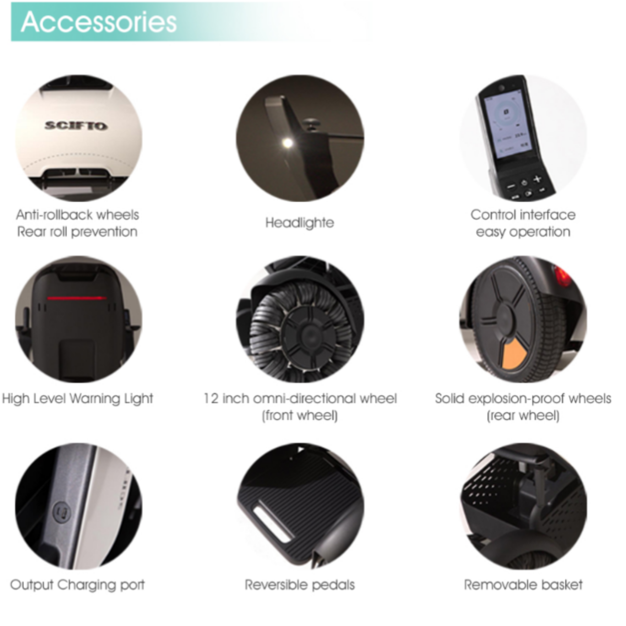 SCIFTO S300 Plus Elektrorollstuhl 64 cm Sitzbreite – 30 km Reichweite, zerlegbar