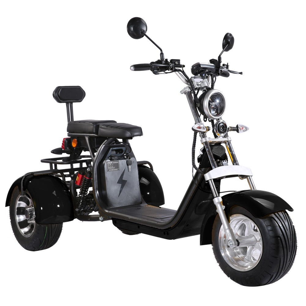 Citycoco Trike Scooter CP-3 – Elektrisches Dreirad 2000 W | Long Range | 45 km/h | 2-Sitzer | COC